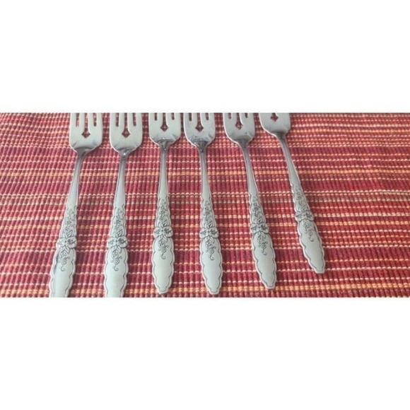 FLORAL GLEN stainless 6 Salad/Dessert Forks Oneida Community - Picture 2 of 6